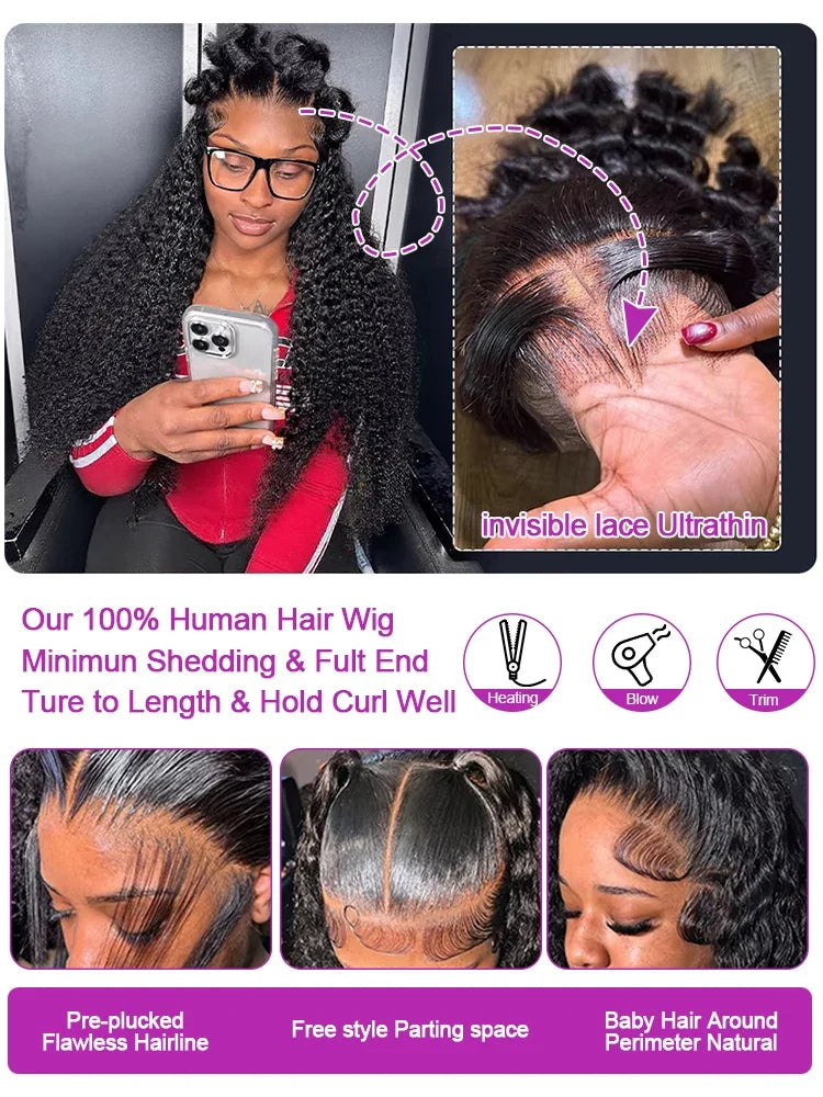 40 50 Inch Deep Wave Frontal Wig 13x4 13x6 360 HD Lace Frontal Wigs 300 Density Water Curly Human Hair Lace Front Wigs For Women